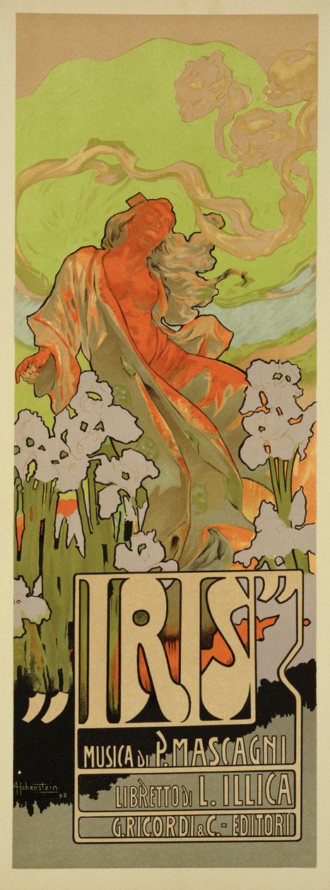 Okładka partytury i libretta opery "Iris", 1898 r. autorstwa Adolfo Hohenstein