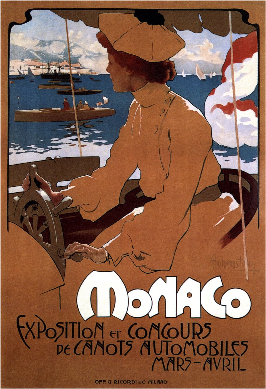 Monako: Wystawa motorówek, 1900 autorstwa Adolfo Hohenstein