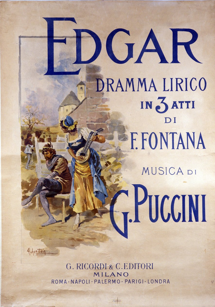 Plakat do opery „Edgar” kompozytora Giacomo Pucciniego (1858-1924) autorstwa Adolfo Hohensteina autorstwa Adolfo Hohenstein