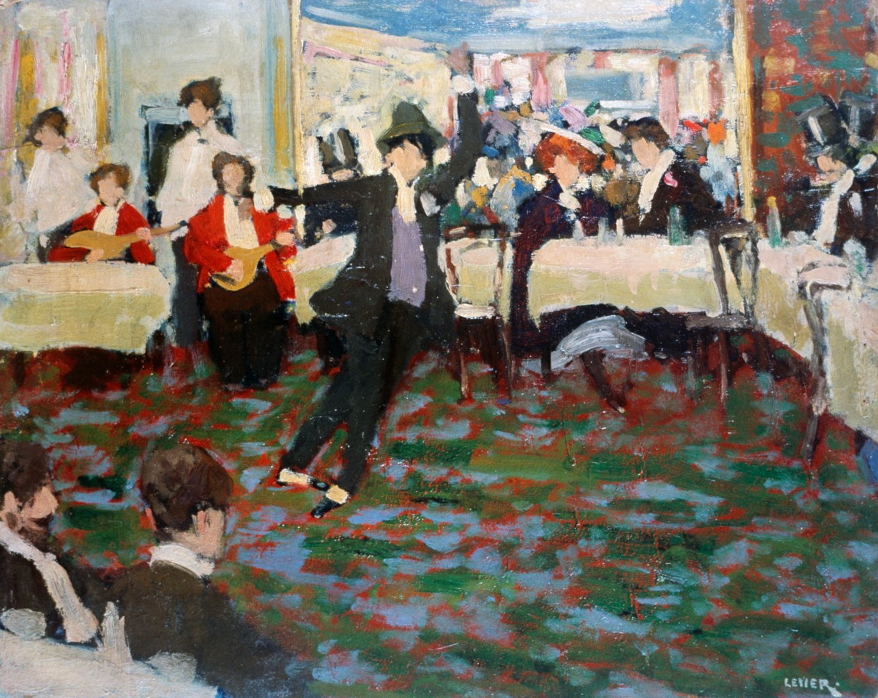Maurice Chevalier, autor: Adolfo Levier (1873-1953), olej na tekturze, 49x60 cm. Włochy, XX wiek. autorstwa Adolfo Levier