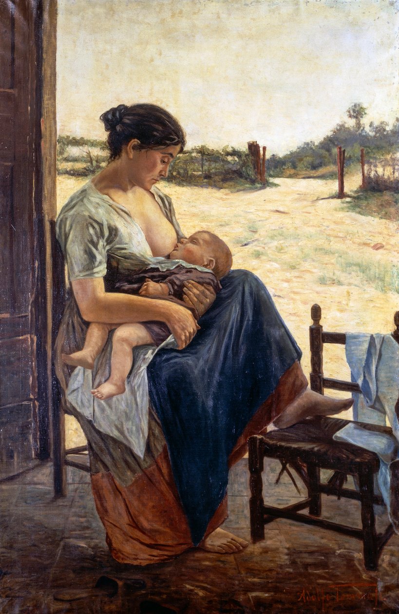Macierzyństwo, Adolfo Tommasi (1851-1933), olej na płótnie autorstwa Adolfo Tommasi