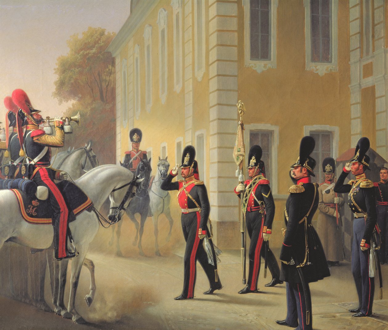 Parada sztandaru Wielkiej Straży Pałacowej, 1853 autorstwa Adolph Gebens