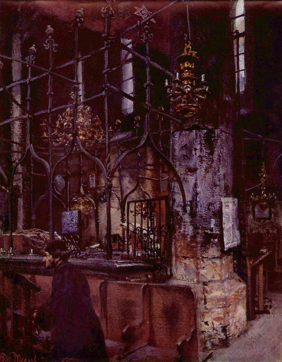 Stara synagoga w Pradze autorstwa Adolph Menzel