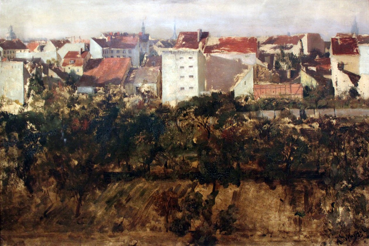 Widok na tylne budynki autorstwa Adolph Menzel