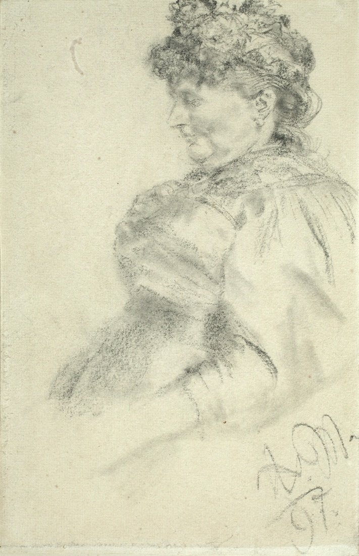 Pani z profilu po lewej autorstwa Adolph Menzel