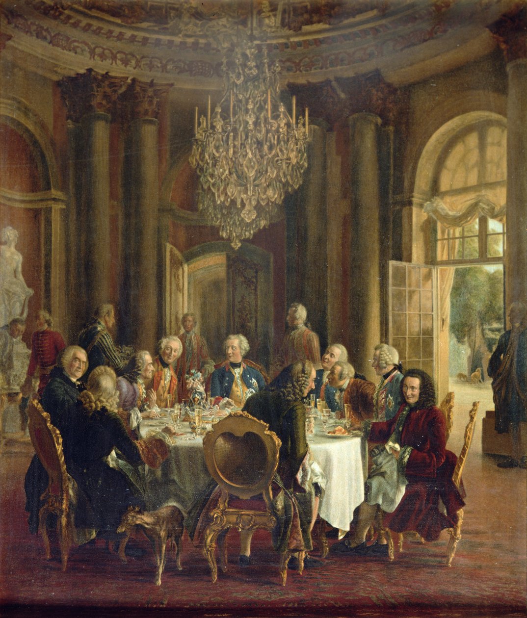 Stół obiadowy w Sanssouci, 1850 r. autorstwa Adolph Menzel