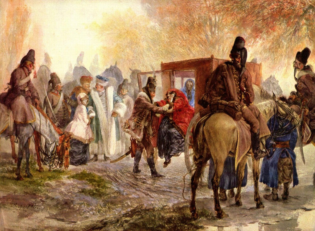 Hussars wychowują polską rodzinę autorstwa Adolph Menzel
