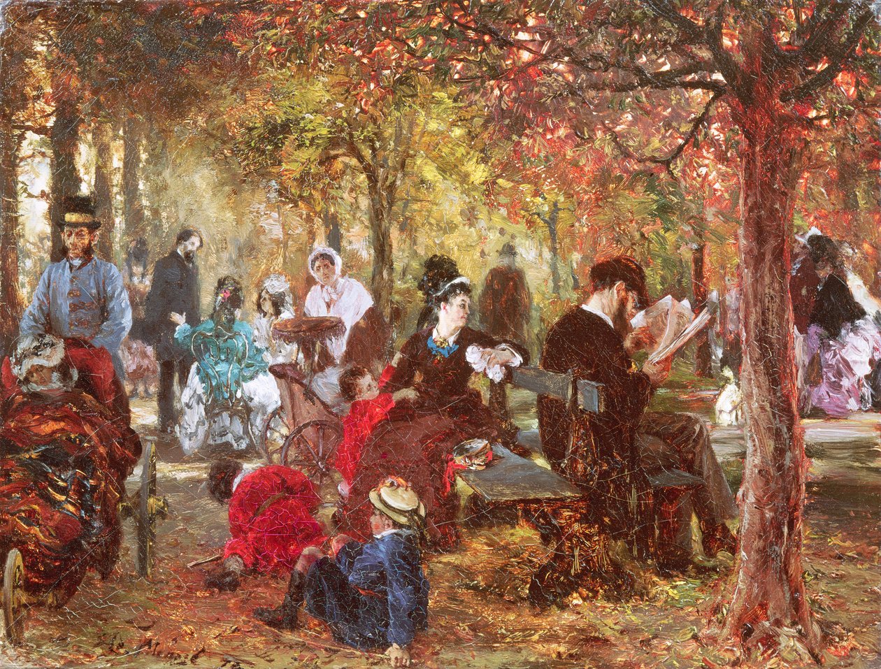 W Ogrodach Luksemburskich autorstwa Adolph Menzel