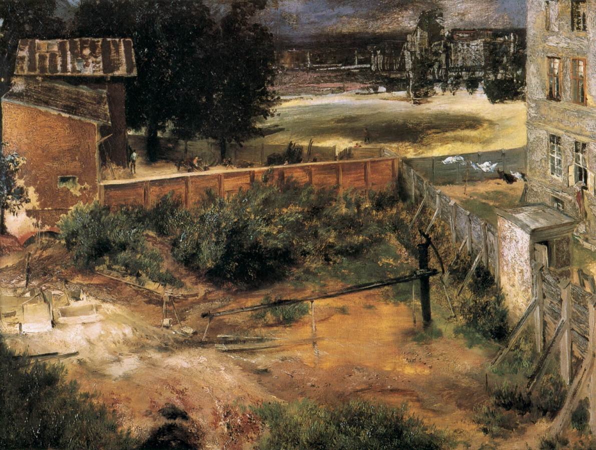 Tył domu i podwórko autorstwa Adolph Menzel