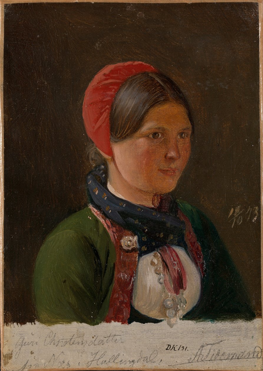 Dziewczyna z Hallingdal autorstwa Adolph Tidemand