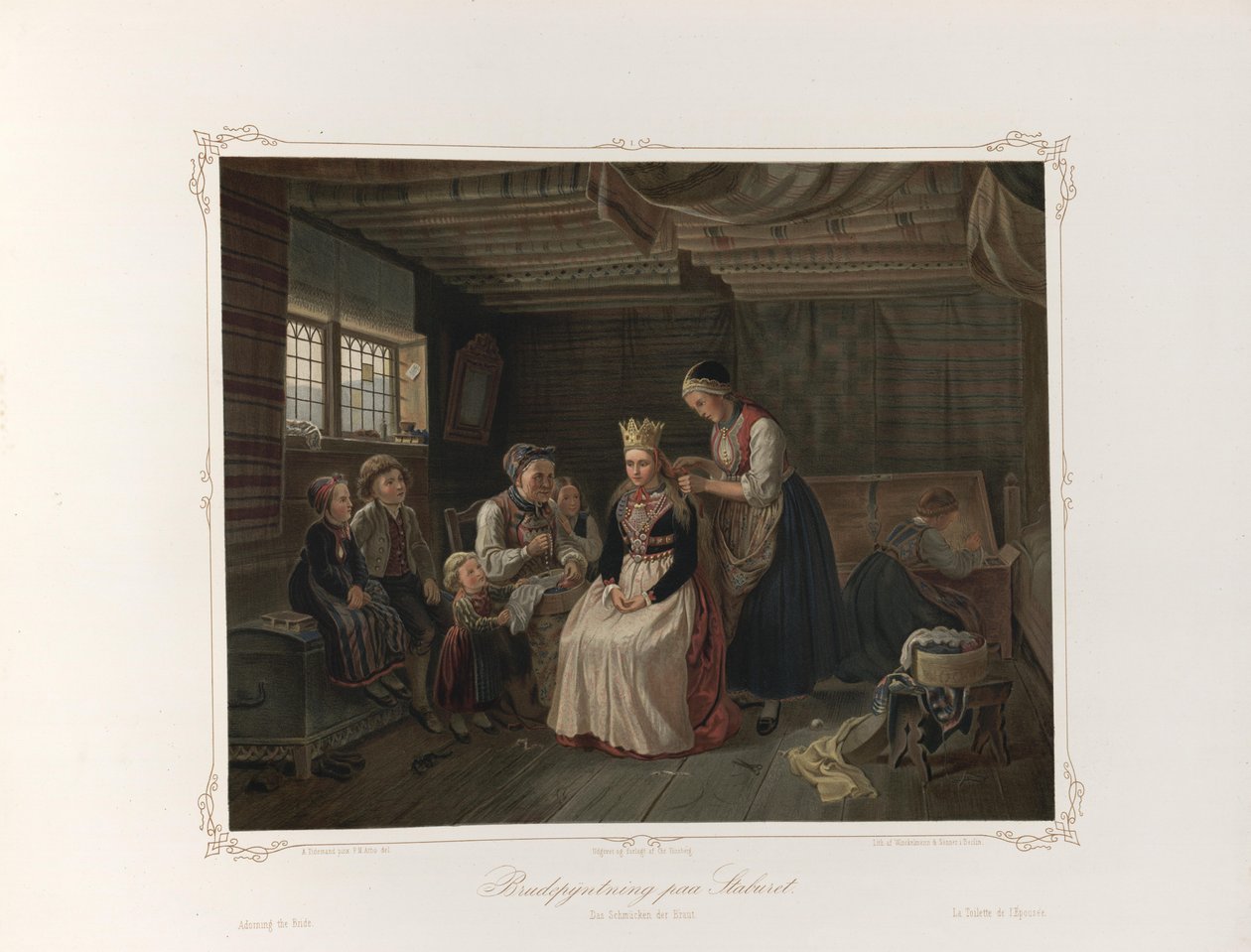 Ilustracja zaczerpnięta z książki Norske Folkelivsgrafikr autorstwa Tidemand, Adolph i opublikowana przez Chr. Tønsberga (Christiania, 1858) autorstwa Adolph Tidemand