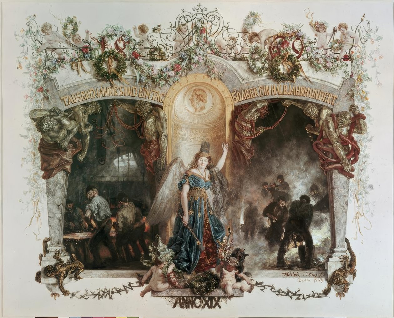 Adres na pięćdziesiątą rocznicę firmy Heckmann autorstwa Adolph Menzel