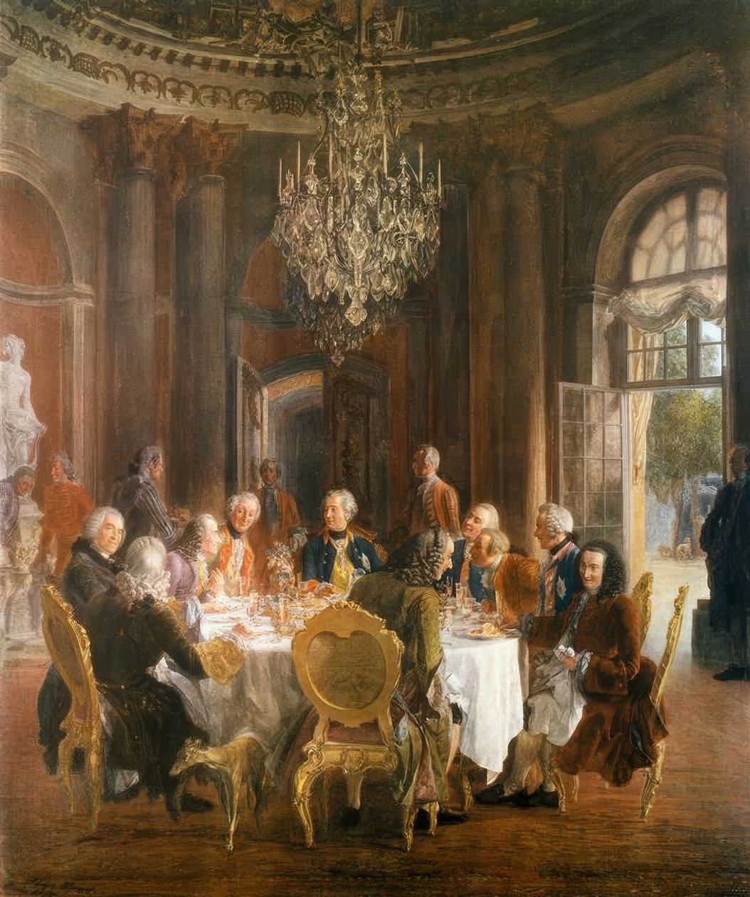 Król Fryderyk II Okrągły Stół w Sanssouci autorstwa Adolph Menzel