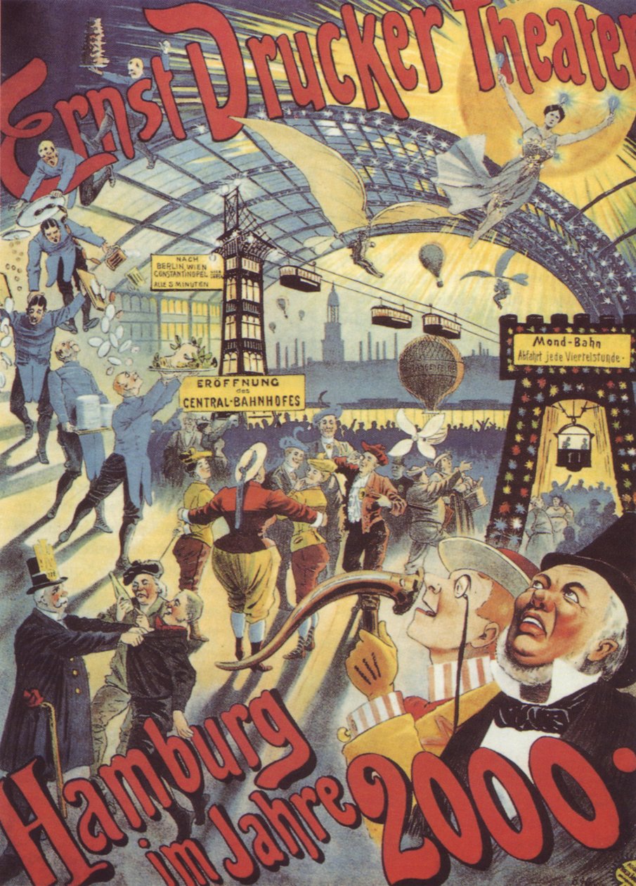 Hamburg w roku 2000. Plakat dla Ernst Drucker Theatre, 1896 autorstwa Adolph Friedländer