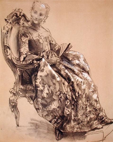 Studium księżnej Amalii pruskiej (kreda na papierze) autorstwa Adolph Menzel