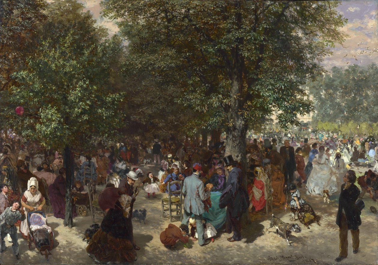 Popołudnie w Ogrodach Tuileries autorstwa Adolph Menzel