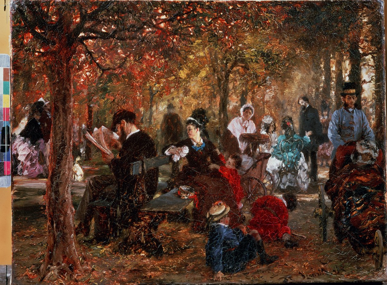 „Dans le jardin du Luxembourg a Paris” (w Ogrodzie Luksemburskim) Obraz Adolpha Friedricha von Menzel (1815-1905) autorstwa Adolph Menzel