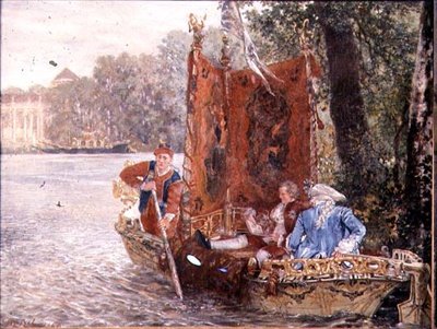 River Trip w Rheinsburgu, 1860 (olej) autorstwa Adolph Menzel