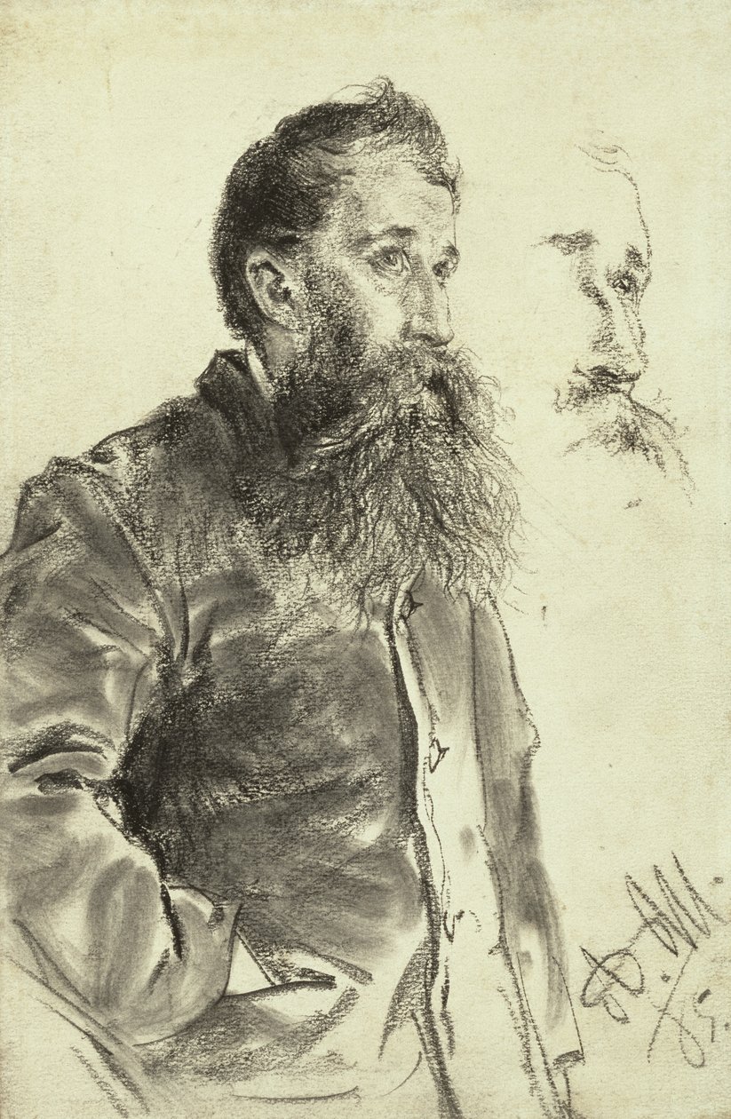 Studium mężczyzny z brodą z ręką w kieszeni, 1885 autorstwa Adolph Menzel