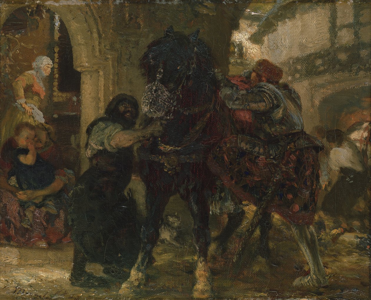 Rycerz w kuźni, 1865 autorstwa Adolph Menzel