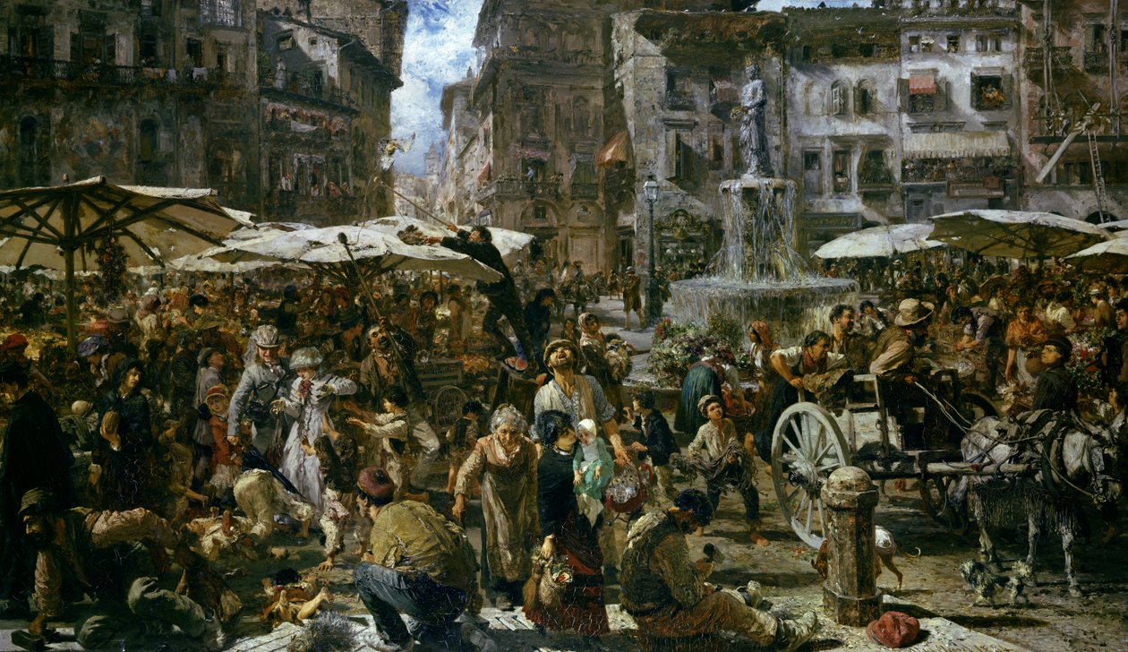 Rynek w Weronie autorstwa Adolph Menzel