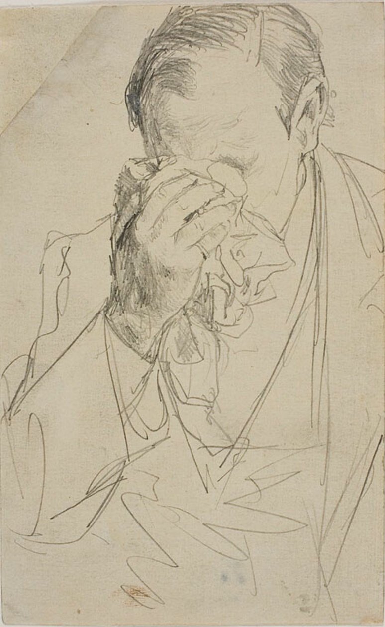Płaczący mężczyzna autorstwa Adolph Friedrich Erdmann von Menzel