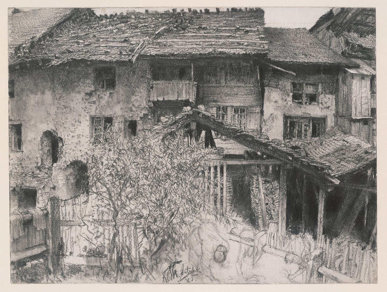 Stare domy w Interlaken autorstwa Adolph Menzel