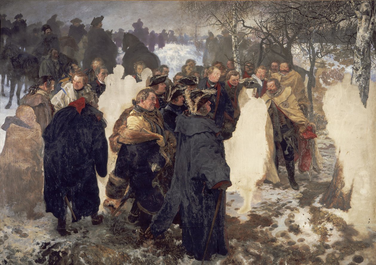 Przemowa Fryderyka Wielkiego do jego generałów przed bitwą pod Leuthen w 1757 roku. Niedokończone autorstwa Adolph Menzel