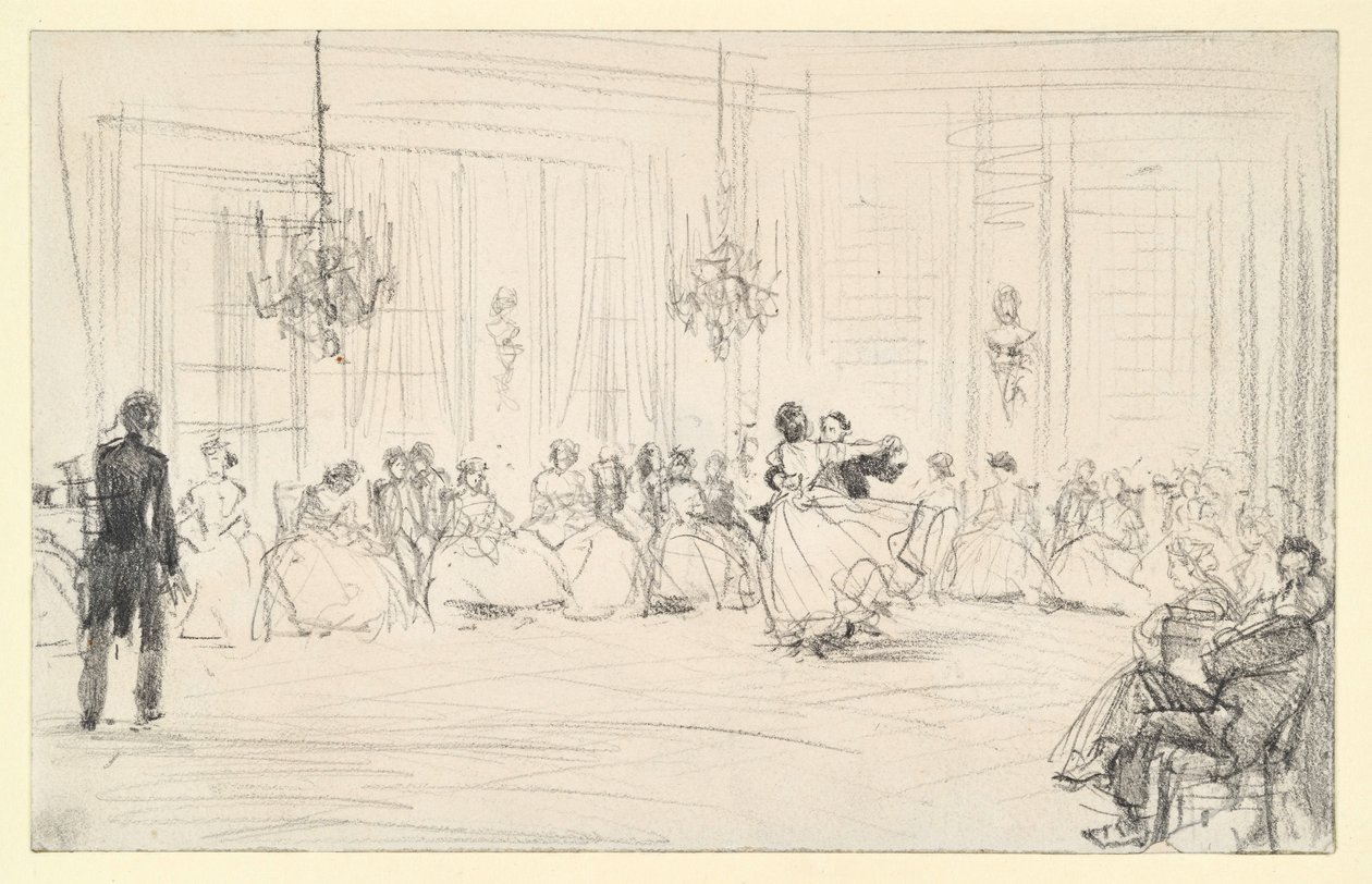 Bal i tańcząca para autorstwa Adolph Menzel
