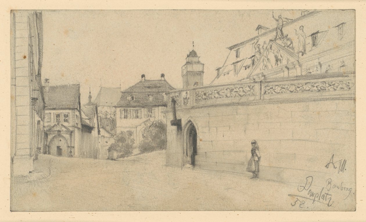 Bamberg. Plac katedralny między ulicą Domplatz 1 a ulicą Domkranz w kierunku południowym autorstwa Adolph Menzel