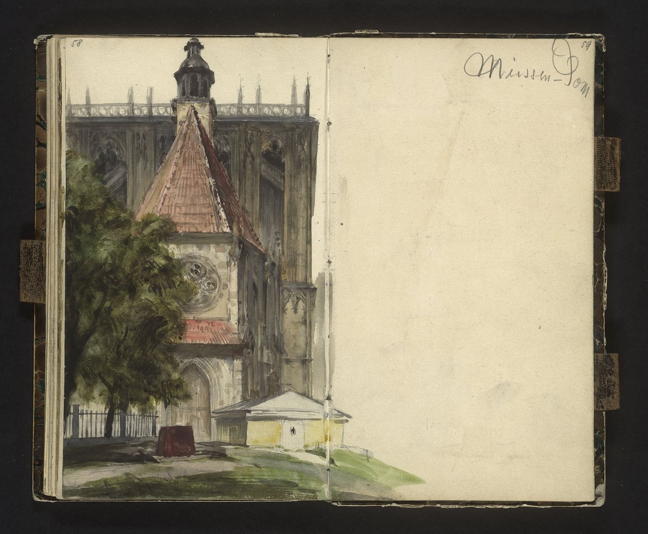 Widok na portal katedry w Meissen autorstwa Adolph Menzel