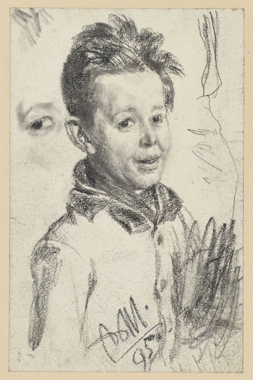 Popiersie chłopca zwróconego w prawo, studia oczu autorstwa Adolph Menzel