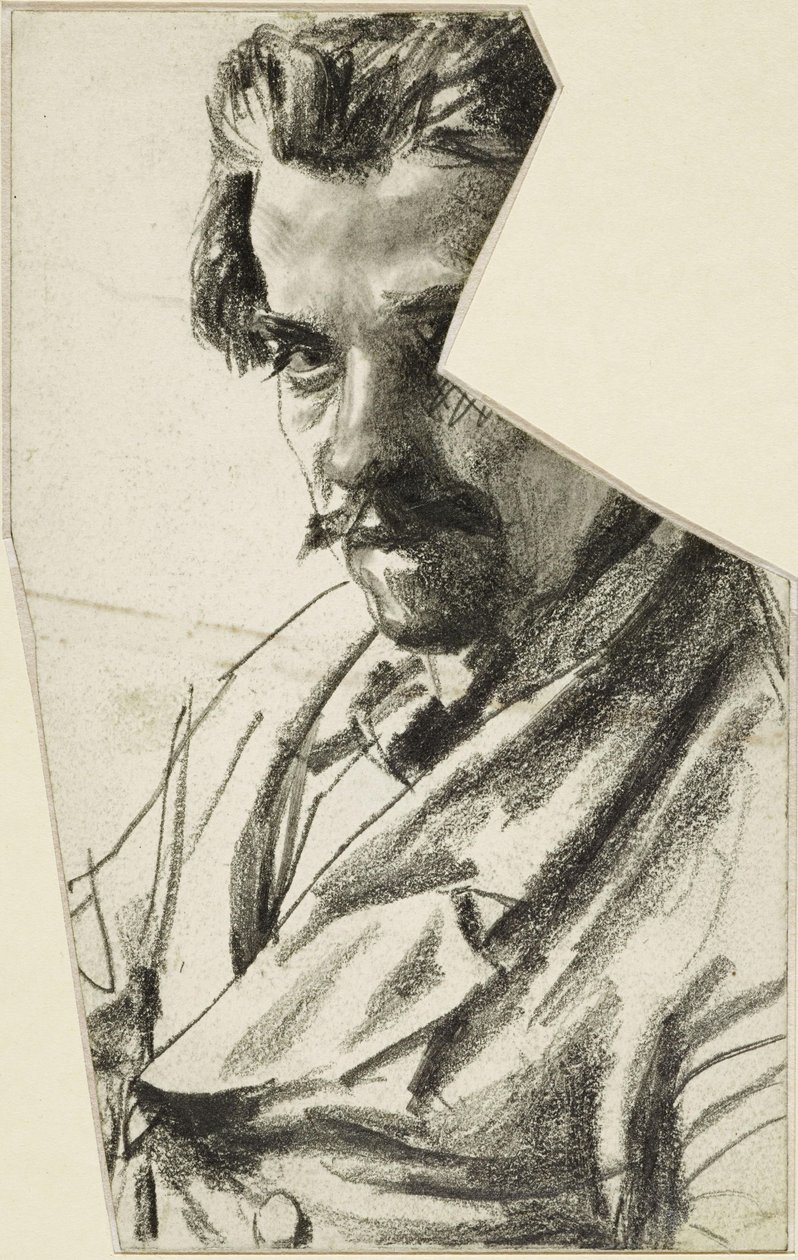 Portret mężczyzny z brodą, zwróconego w lewo, z głową skierowaną w stronę widza autorstwa Adolph Menzel