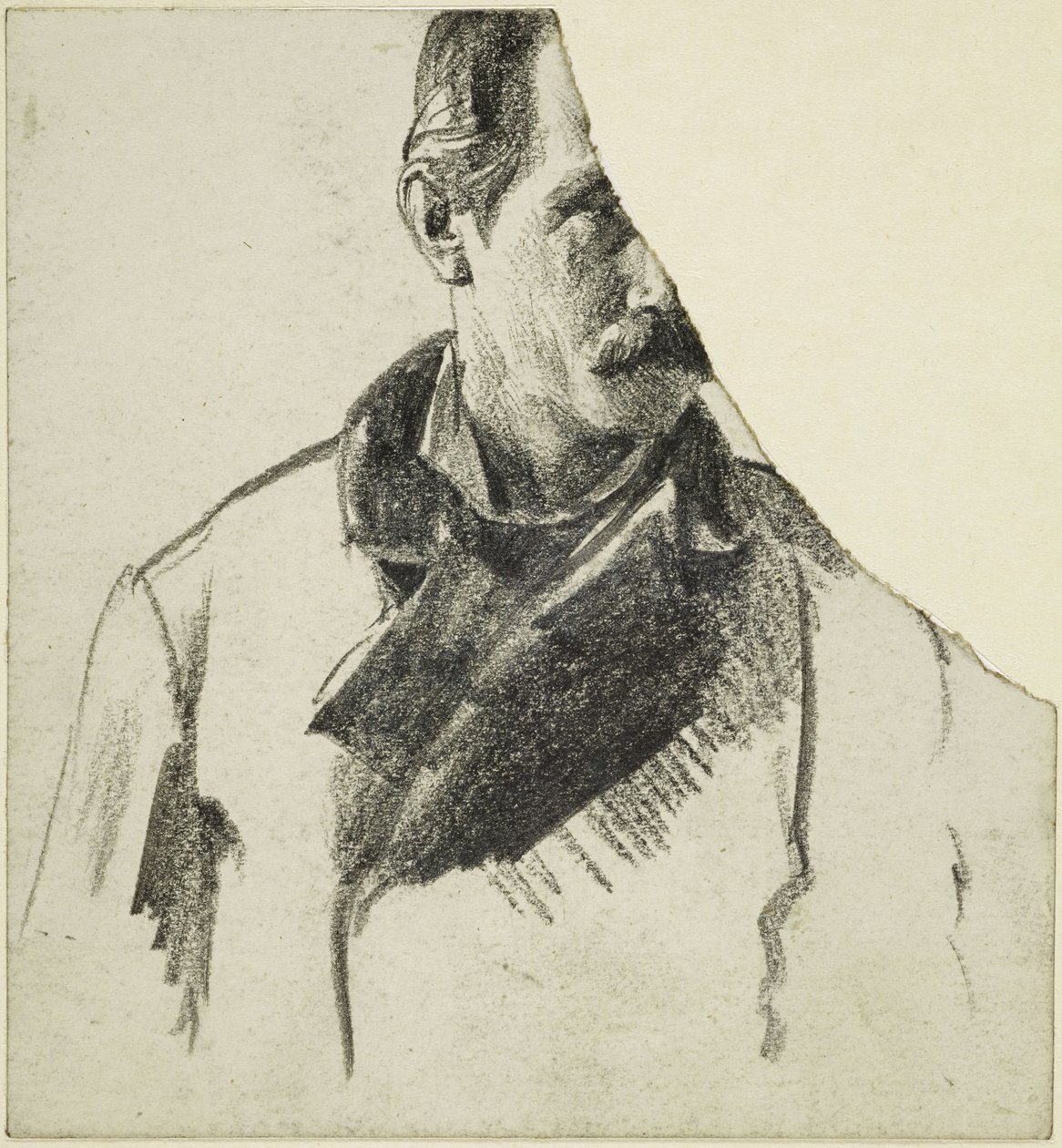 Portret mężczyzny z wąsami, z głową zwróconą w prawo autorstwa Adolph Menzel