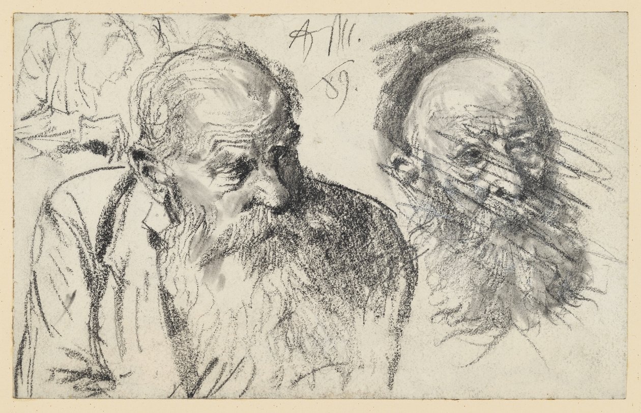 Popiersie starego brodatego mężczyzny i głowa starego brodatego mężczyzny (odrzucone) autorstwa Adolph Menzel