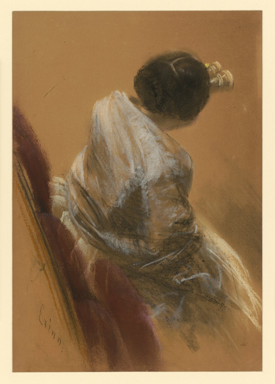 Dama w fotelu z lornetką teatralną autorstwa Adolph Menzel