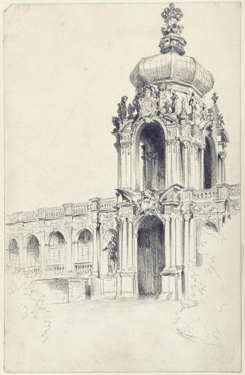 Brama Koronna pałacu Zwinger w Dreźnie autorstwa Adolph Menzel
