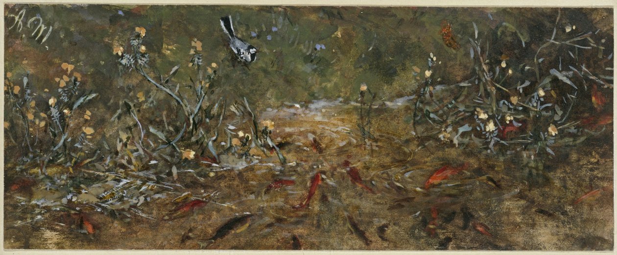 Staw ze złotymi rybkami. Z „Albumu dziecięcego” autorstwa Adolph Menzel
