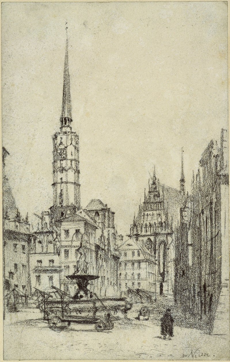 Rynek w Nysie autorstwa Adolph Menzel
