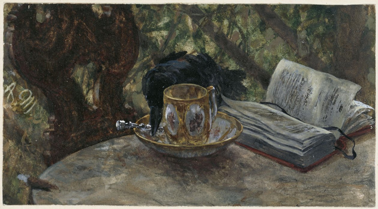 Kruk kradnący srebrną łyżkę. Z „Albumu dziecięcego” autorstwa Adolph Menzel