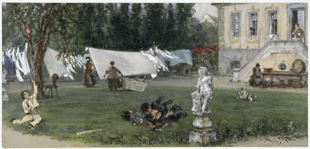 Miejsce suszenia. Z „Albumu dziecięcego” autorstwa Adolph Menzel