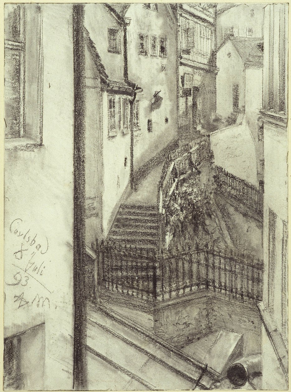 Stiegengasse w Karlowych Warach autorstwa Adolph Menzel