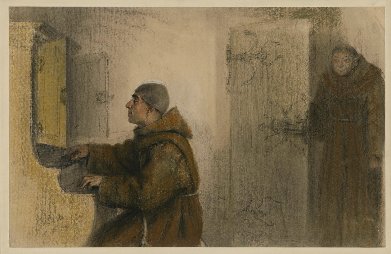 Niewidomy mnich grający na organach autorstwa Adolph Menzel