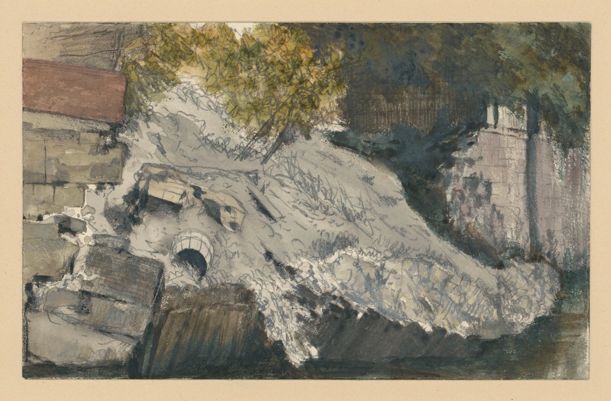 Zasypany nasyp nad zbiornikiem wodnym autorstwa Adolph Menzel