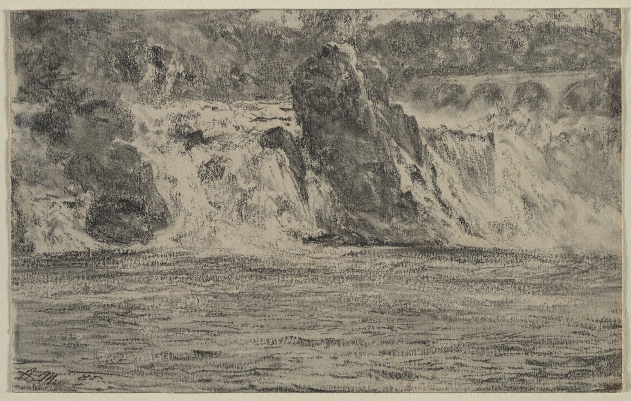 Wodospady Renu w Schaffhausen Rhein Falls z Schaffhausen, 1885. autorstwa Adolph Menzel