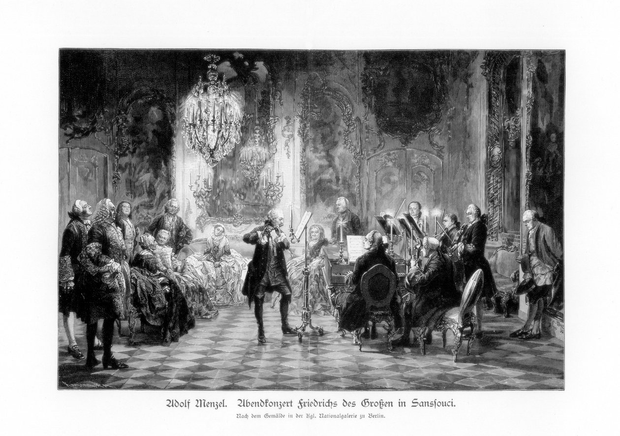 Fredrick Wielki Koncert w Sanssouci, 1852, 1900. autorstwa Adolph Menzel