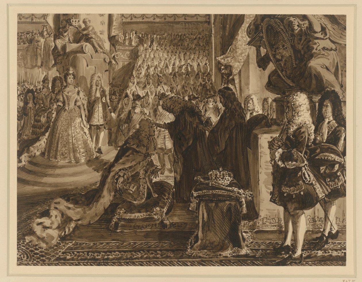 Fryderyk I, król Prus, namaszczony w Królewcu 18 stycznia 1701 r. Szkic do „Pamiątek z historii Brandenburgii i Prus” autorstwa Adolph Menzel