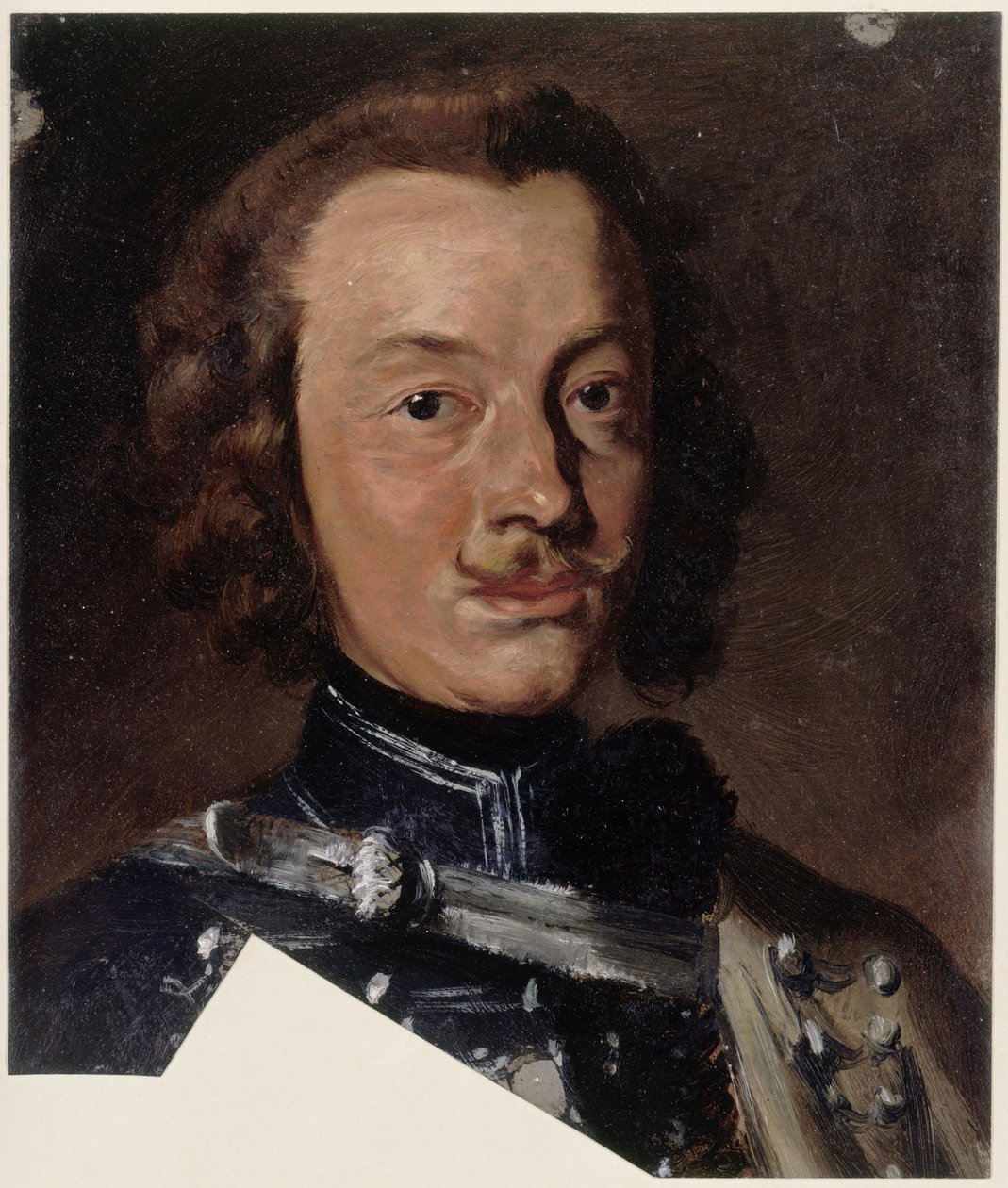 Friedrich Wilhelm baron von Seydlitz-Kurzbach, pruski generał kawalerii, dowódca szwadronu 4. pułku huzarów (na zdjęciu poniżej – fragment przedstawiający sznurowanie dolmana); głowa zwrócona w prawo, wzrok skierowany na wprost autorstwa Adolph Menzel