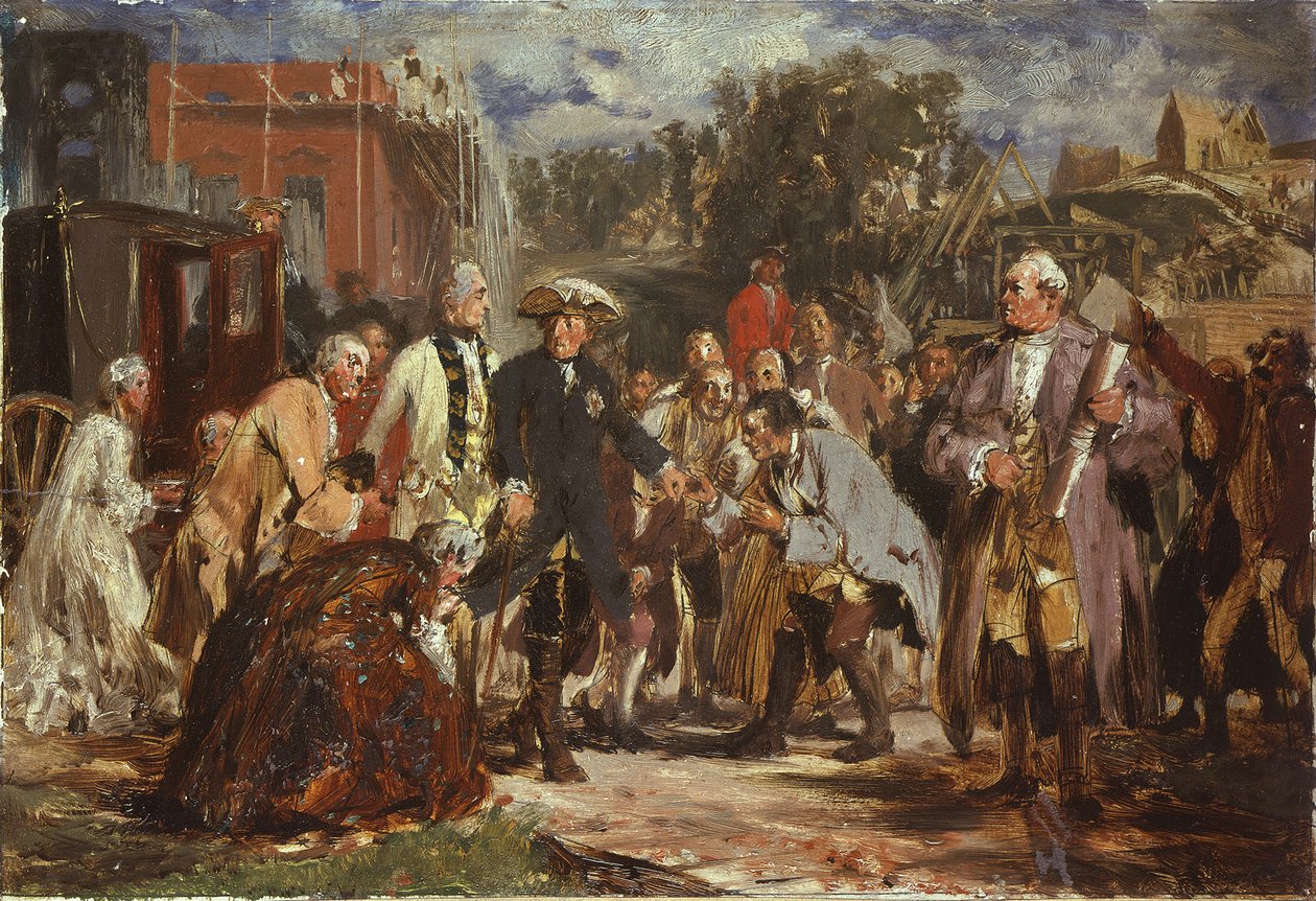 Fryderyk Wielki w podróży. Szkic autorstwa Adolph Menzel