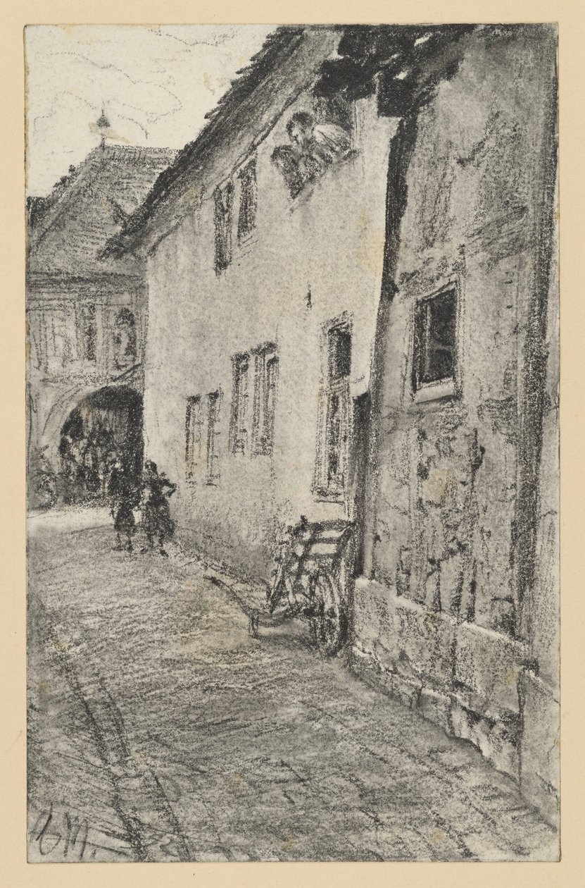 Uliczka z widokiem na półkoliste przejście przez dom autorstwa Adolph Menzel
